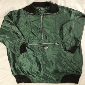 vtg VENEZIA Sport Womens Lightweight Dark Green Pullover Zip Top Sz 14/16